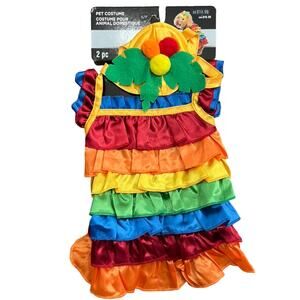 Tropical Jungle Carmen Miranda Pet Dog Cat 2-Piece Ruffle Costume sz S NEW Tag
